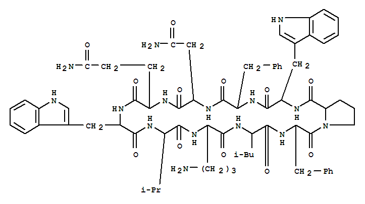 TyrocidineA, 3-L-tryptophan-9-L-tryptophan- molecular structure