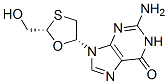 (-)-(2S,5R)-9-[2-(Hydroxymethyl)-1,3-oxathiolan-5-yl]guanine molecular structure