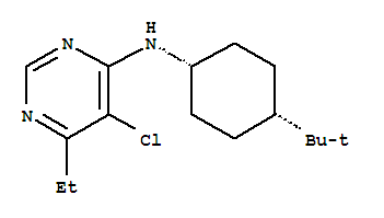 4-Pyrimidinamine,5-chloro-N-[4-(1,1-dimethylethyl)cyclohexyl]-6-ethyl-, cis- molecular structure