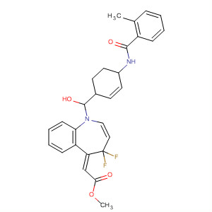 Acetic acid,[4,4-difluoro-1,2,3,4-tetrahydro-1-[4-[(2-methylbenzoyl)amino]benzoyl]-5H-1-benzazepin-5-ylidene]-, methyl ester, (2Z)- molecular structure