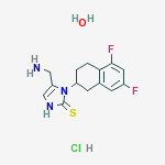 2H-IMIDAZOLE-2-THIONE,5-(AMINOMETHYL)-1-(5,7-DIFLUORO-1,2,3,4-TETRAHYDRO-2-NAPHTHALENYL)-1,3-DIHYDRO-,MONOHYDOCHLORIDE,MONOHYDRATE,(S)- molecular structure