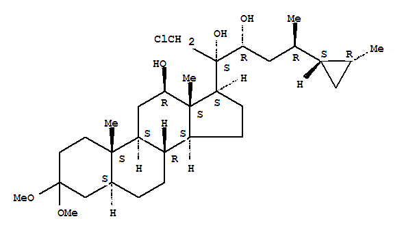 26,27-Dinorcholestane-12,20,22-triol,21-chloro-3,3-dimethoxy-24-(2-methylcyclopropyl)-, [5a,12b,20S,22R,24R(1S,2R)]- molecular structure