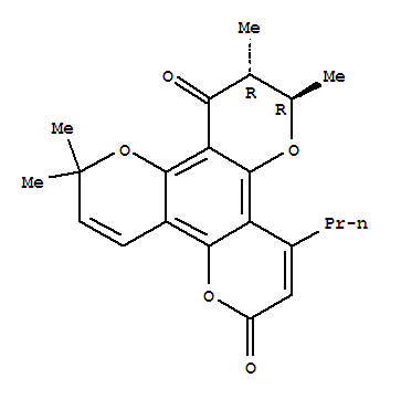10,11-Dihydro-2,2,10,11-tetramethyl-8-propyl-2H,6H,12H-benzo[1,2-b:3,4-b:5,6-b]tripyran-6,12-dione molecular structure