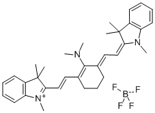 2-((E)-2-(2-(DIMETHYLAMINO)-3-[(E)-2-(1,3,3-TRIMETHYL-1,3-DIHYDRO-2H-INDOL-2-YLIDENE)ETHYLIDENE]-1-CYCLOHEXEN-1-YL)ETHENYL)-1,3,3-TRIMETHYL-3H-INDOLIUM TETRAFLUOROBORATE molecular structure