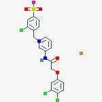 3-chloro-4-[[3-[[2-(3,4-dichlorophenoxy)acetyl]amino]pyridin-1-ium-1-yl]methyl]benzenesulfonyl Fluoride;bromide molecular structure