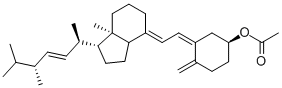 Acetic acid 4-methylene-3-{2-[7a-methyl-1-(1,4,5-trimethyl-hex-2-enyl)-octahydro-inden-4-ylidene]-ethylidene}-cyclohexyl ester molecular structure
