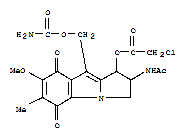 2-(acetylamino)-9-[(carbamoyloxy)methyl]-7-methoxy-6-methyl-5,8-dioxo-2,3,5,8-tetrahydro-1H-pyrrolo[1,2-a]indol-1-yl chloroacetate molecular structure