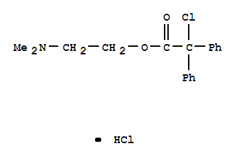 Benzeneacetic acid, α-chloro-α-phenyl-, 2-(dimethylamino)ethyl ester, hydrochloride molecular structure