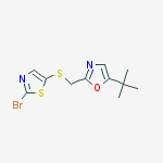 2-[(2-bromo-1,3-thiazol-5-yl)sulfanylmethyl]-5-tert-butyl-1,3-oxazole molecular structure