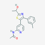 N-[4-[2-(1-HYDROXYETHYL)-4-(3-METHYLPHENYL)-1,3-THIAZOL-5-YL]-2-PYRIDYL]ACETAMIDE molecular structure