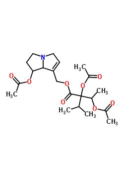 [1-(acetyloxy)-2,3,5,7a-tetrahydro-1H-pyrrolizin-7-yl]methyl 2,3-bis(acetyloxy)-2-(propan-2-yl)butanoate molecular structure