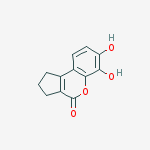 Cyclopenta[c][1]benzopyran-4(1H)-one, 2,3-dihydro-6,7-dihydroxy- molecular structure