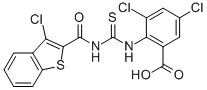 3,5-DICHLORO-2-[[[[(3-CHLOROBENZO[B]THIEN-2-YL)CARBONYL]AMINO]THIOXOMETHYL]AMINO]-BENZOIC ACID molecular structure