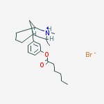 [3-(6,7-dimethyl-7-azoniabicyclo[3.2.1]octan-5-yl)phenyl] Hexanoate;bromide molecular structure