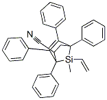 7-Vinyl-7-methyl-1,4,5,6-tetraphenyl-7-silabicyclo[2.2.1]hept-5-ene-2-carbonitrile molecular structure