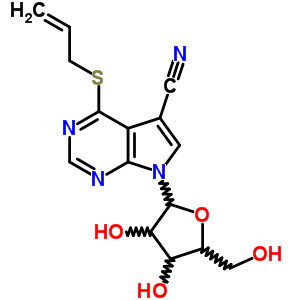 7-pentofuranosyl-4-(prop-2-en-1-ylsulfanyl)-7H-pyrrolo[2,3-d]pyrimidine-5-carbonitrile molecular structure