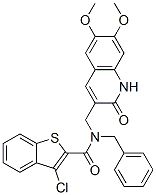 Benzo[b]thiophene-2-carboxamide, 3-chloro-N-[(1,2-dihydro-6,7-dimethoxy-2-oxo-3-quinolinyl)methyl]-N-(phenylmethyl)- (9CI) molecular structure