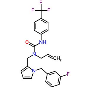 1-{[1-(3-fluorobenzyl)-1H-pyrrol-2-yl]methyl}-1-prop-2-en-1-yl-3-[4-(trifluoromethyl)phenyl]urea molecular structure