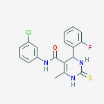 N-(3-chlorophenyl)-4-(2-fluorophenyl)-6-methyl-2-thioxo-1,2,3,4-tetrahydropyrimidine-5-carboxamide molecular structure