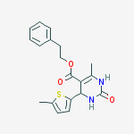 2-phenylethyl 6-methyl-4-(5-methylthiophen-2-yl)-2-oxo-3,4-dihydro-1h-pyrimidine-5-carboxylate molecular structure