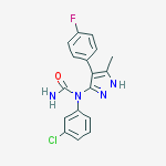 UREA, N-(3-CHLOROPHENYL)-N-[4-(4-FLUOROPHENYL)-5-METHYL-1H-PYRAZOL-3-YL]- molecular structure