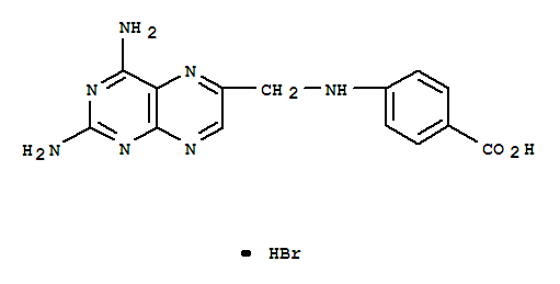 Benzoic acid,4-[[(2,4-diamino-6-pteridinyl)methyl]amino]-, hydrobromide (1:1) molecular structure