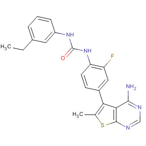 Urea,N-[4-(4-amino-6-methylthieno[2,3-d]pyrimidin-5-yl)-2-fluorophenyl]-N'-(3-ethylphenyl)- molecular structure