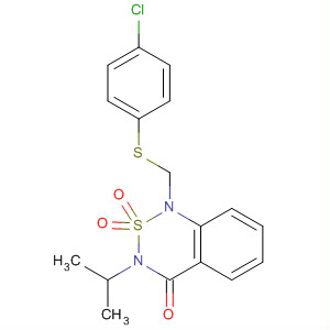 1H-2,1,3-Benzothiadiazin-4(3H)-one,1-[[(4-chlorophenyl)thio]methyl]-3-(1-methylethyl)-, 2,2-dioxide molecular structure