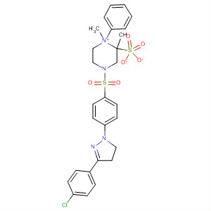 Piperazinium,4-[[4-[3-(4-chlorophenyl)-4,5-dihydro-1H-pyrazol-1-yl]phenyl]sulfonyl]-1-methyl-1-phenyl-, methyl sulfate molecular structure