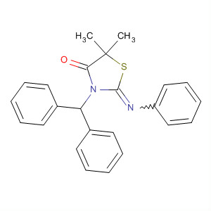 4-Thiazolidinone, 3-(diphenylmethyl)-5,5-dimethyl-2-(phenylimino)- molecular structure