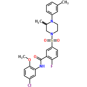 N-(5-chloro-2-methoxyphenyl)-2-fluoro-5-{[3-methyl-4-(3-methylphenyl)piperazin-1-yl]sulfonyl}benzamide molecular structure