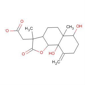 Naphtho[1,2-b]furan-2(3H)-one,decahydro-6,9a-dihydroxy-3,5a-dimethyl-9-methylene-, monoacetate molecular structure
