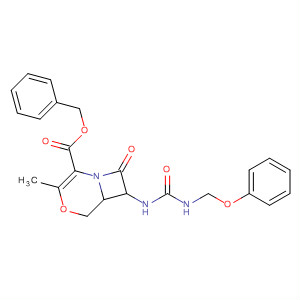 4-Oxa-1-azabicyclo[4.2.0]oct-2-ene-2-carboxylic acid,3-methyl-8-oxo-7-[[[(phenoxymethyl)amino]carbonyl]amino]-,phenylmethyl ester, trans- molecular structure