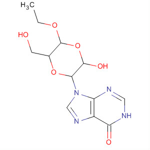 6H-Purin-6-one,9-[5-ethoxy-3-hydroxy-6-(hydroxymethyl)-1,4-dioxan-2-yl]-1,9-dihydro- molecular structure
