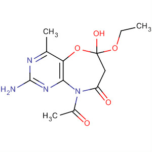 Pyrimido[5,4-b][1,4]oxazepin-8(9H)-one,9-acetyl-2-amino-6-ethoxy-6,7-dihydro-6-hydroxy-4-methyl- molecular structure