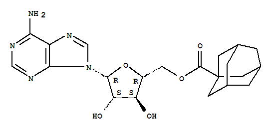 9-[5-O-(tricyclo[3.3.1.1~3,7~]dec-1-ylcarbonyl)pentofuranosyl]-9H-purin-6-amine molecular structure