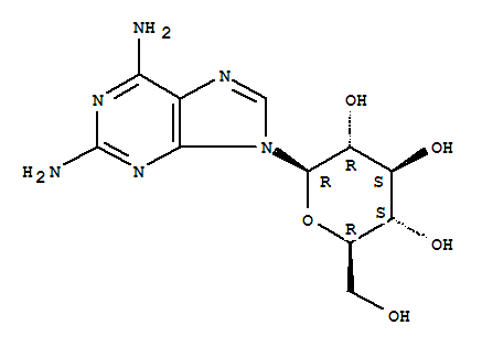 9H-Purine-2,6-diamine, 9-beta-D-glucopyranosyl- molecular structure