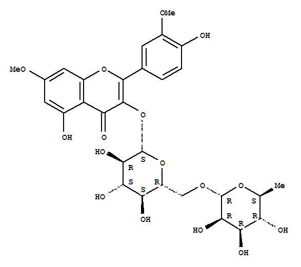 4H-1-Benzopyran-4-one,3-[[6-O-(6-deoxy-a-L-mannopyranosyl)-b-D-glucopyranosyl]oxy]-5-hydroxy-2-(4-hydroxy-3-methoxyphenyl)-7-methoxy-