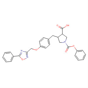 1,3-Pyrrolidinedicarboxylic acid,4-[[4-[(5-phenyl-1,2,4-oxadiazol-3-yl)methoxy]phenyl]methyl]-, 1-phenylester, (3R,4R)-rel- molecular structure