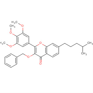 4H-1-Benzopyran-4-one,7-(4-methylpentyl)-3-(phenylmethoxy)-2-(3,4,5-trimethoxyphenyl)- molecular structure