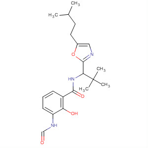 Benzamide,N-[2,2-dimethyl-1-[5-(3-methylbutyl)-2-oxazolyl]propyl]-3-(formylamino)-2-hydroxy- molecular structure
