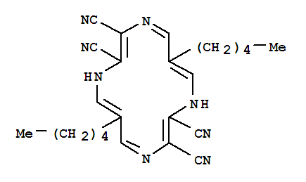 (2Z,4E,6Z,9Z,11E,13Z)-6,13-dipentyl-1,4,8,11-tetraazacyclotetradeca-2,4,6,9,11,13-hexaene-2,3,9,10-tetracarbonitrile molecular structure