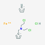 iron(2+) 1-{[bis(2-chloroethyl)amino]methyl}cyclopenta-2,4-dienide cyclopenta-2,4-dienide hydrochloride molecular structure