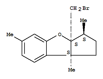 (3S)-3aβ-Bromomethyl-2,3,3a,8b-tetrahydro-3α,6,8bβ-trimethyl-1H-cyclopenta[b]benzofuran molecular structure