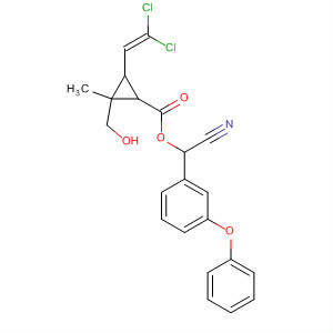 Cyclopropanecarboxylic acid,3-(2,2-dichloroethenyl)-2-(hydroxymethyl)-2-methyl-,cyano(3-phenoxyphenyl)methyl ester molecular structure