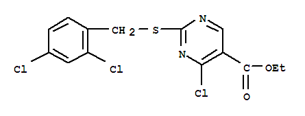 ethyl 4-chloro-2-[(2,4-dichlorobenzyl)sulfanyl]pyrimidine-5-carboxylate molecular structure