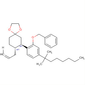 1,4-Dioxaspiro[4.5]decane,7-[4-(1,1-dimethylheptyl)-2-(phenylmethoxy)phenyl]-8-(2-propenyl)-,trans- molecular structure