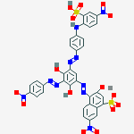 dihydrogen [4-[[2,4-dihydroxy-3-[(4-nitrophenyl)azo]-5-[[4-(4-nitro-2-sulphoanilino)phenyl]azo]phenyl]azo]-3-hydroxy-7-nitronaphthalene-1-sulphonato(4-)]cuprate(2-) molecular structure