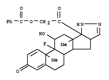 9-Fluoro-2',16beta-dihydro-11beta,21-dihydroxypregna-1,4-dieno(17,16-c)pyrazole-3,20-dione 21-benzoate