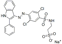 sodium 2-[[[2,5-dichloro-4-[(2-phenyl-1H-indol-3-yl)azo]phenyl]sulphonyl]amino]ethanesulphonate molecular structure